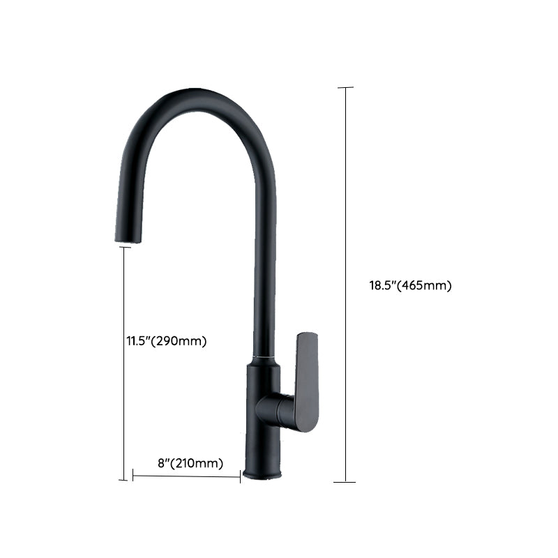 Modern Style Kitchen Faucet Copper Lever Handle Gooseneck Kitchen Faucet