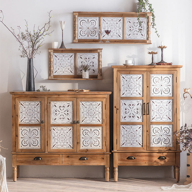 Farmhouse Sideboard Solid Wood Storage Sideboard Buffet with Doors for Dining Room