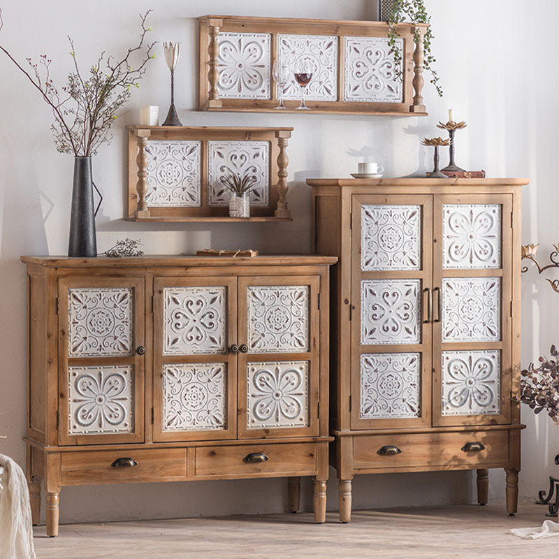 Farmhouse Sideboard Solid Wood Storage Sideboard Buffet with Doors for Dining Room