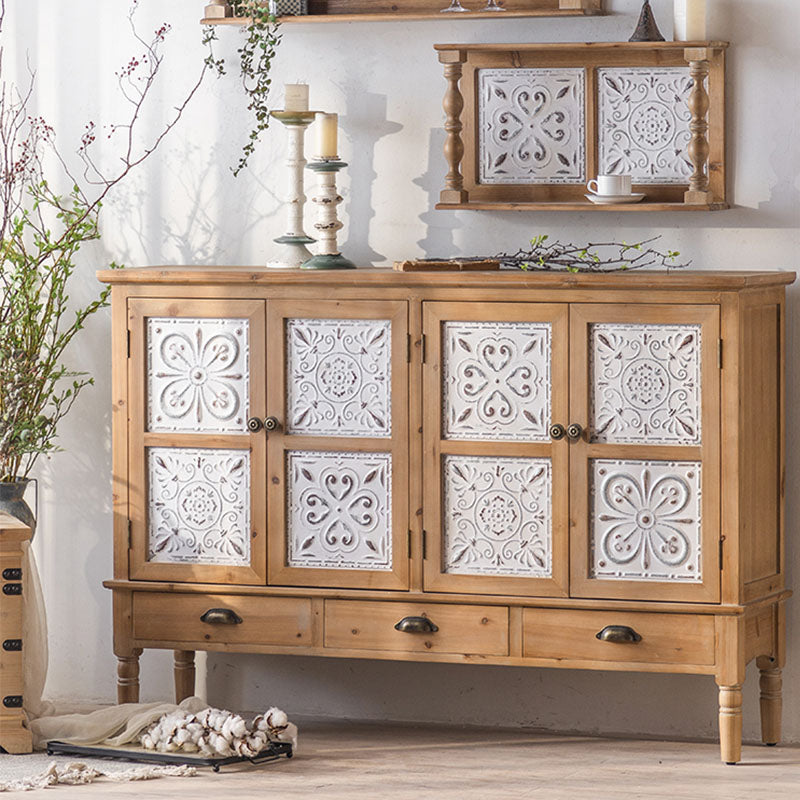 Farmhouse Sideboard Solid Wood Storage Sideboard Buffet with Doors for Dining Room