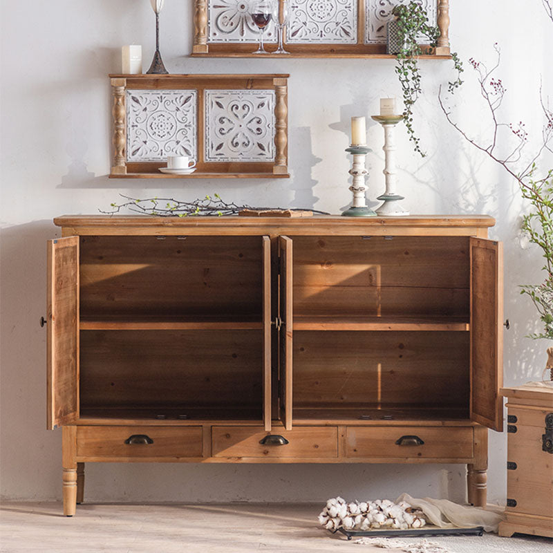 Farmhouse Sideboard Solid Wood Storage Sideboard Buffet with Doors for Dining Room