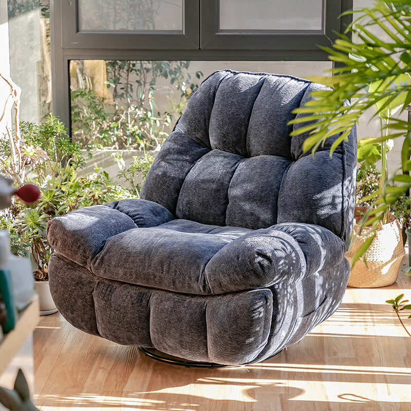 Contemporary Chenille Tufted Back Standard Recliner with Storage