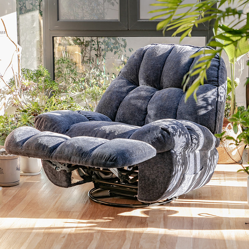 Contemporary Chenille Tufted Back Standard Recliner with Storage