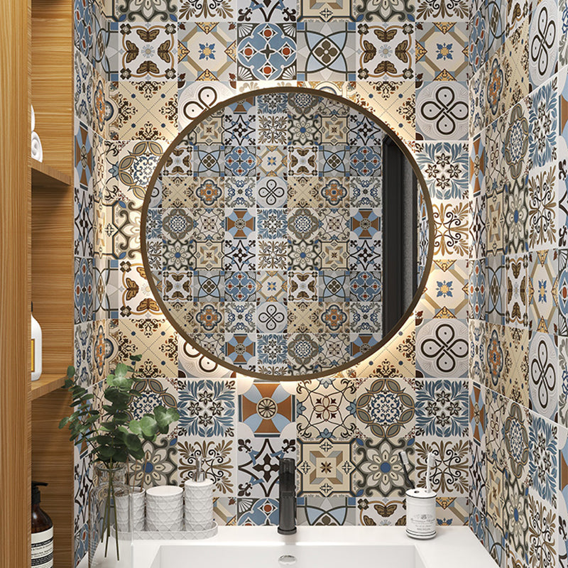 Morocco Square Tile Flower Pattern Singular Tile for Bathroom