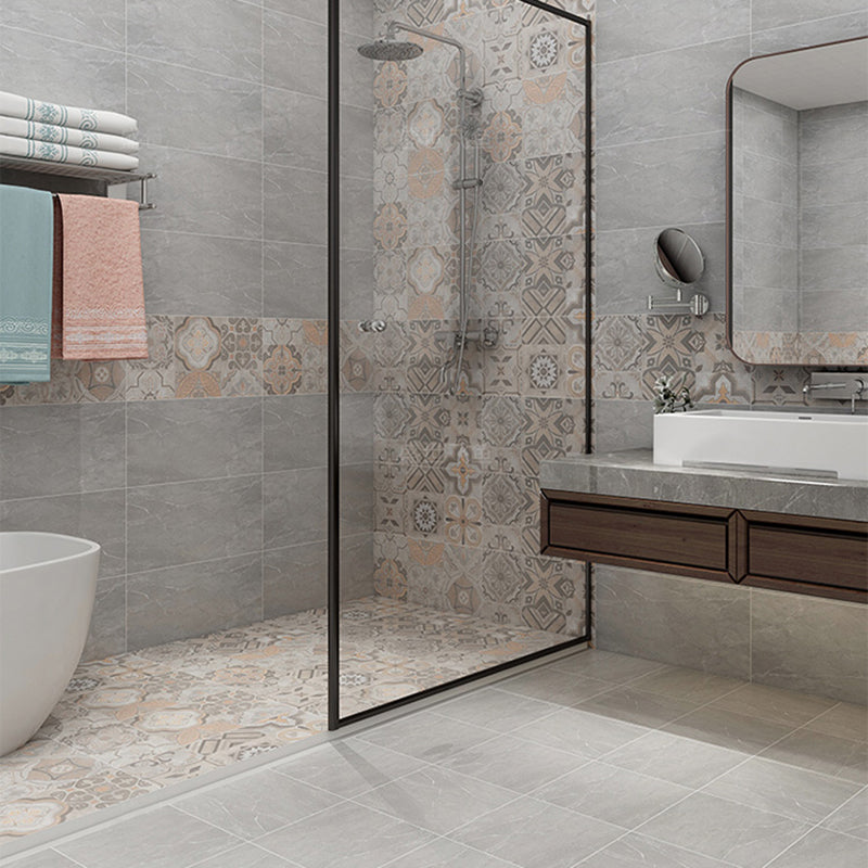 Morocco Square Tile Flower Pattern Singular Tile for Bathroom