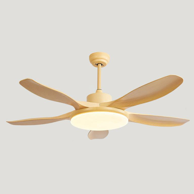 Fan Shape Wood Ceiling Fans Modern Style 1 Light Flush Ceiling Fan in Brown