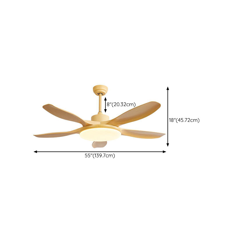 Fan Shape Wood Ceiling Fans Modern Style 1 Light Flush Ceiling Fan in Brown