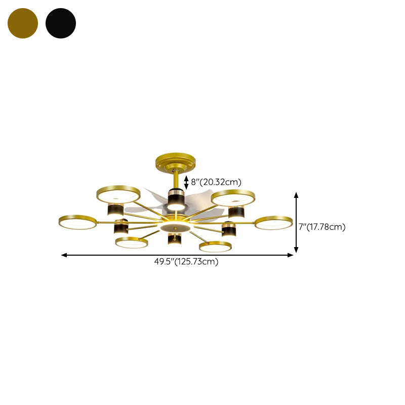 Round Shape Metal Ceiling Fans Modern Style Multi Lights Flush Ceiling Fan