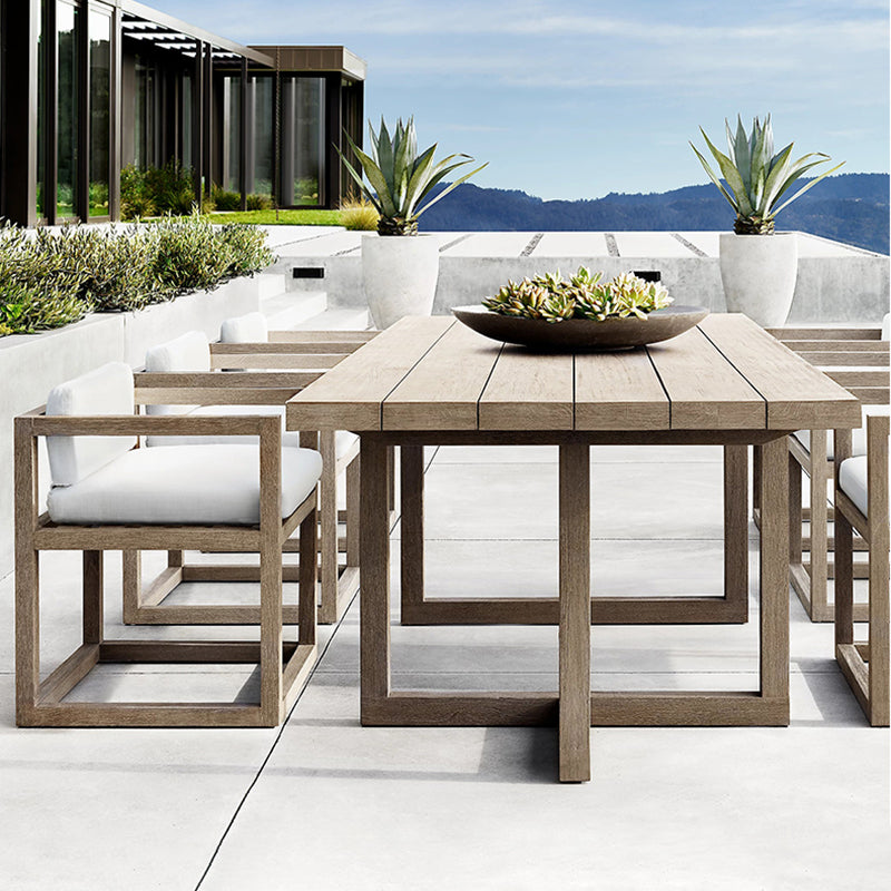 Brown Patio Dining Table Set 1/7 Pcs Wood Frame Patio Dining Table and Chairs