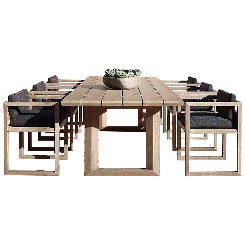 Brown Patio Dining Table Set 1/7 Pcs Wood Frame Patio Dining Table and Chairs