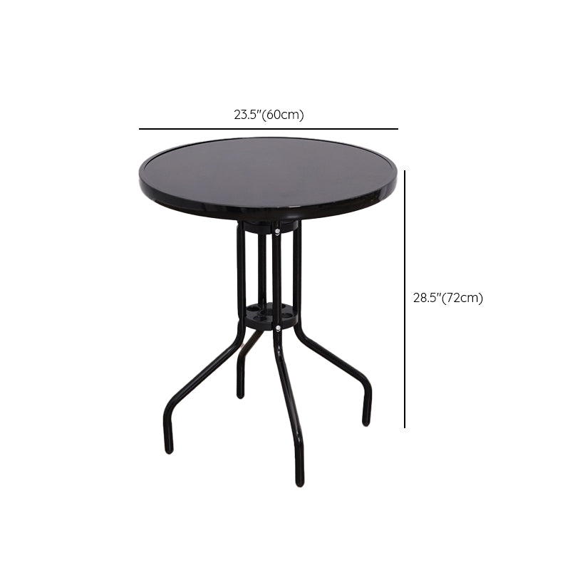 Glass Patio Table Industrial Scratch Resistant Dining Table with Black Base