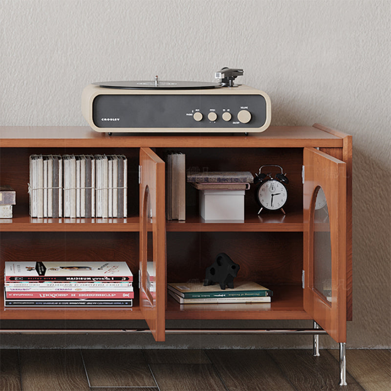 Vintage Cherry Media Console Enclosed Storage TV Stand for Living Room