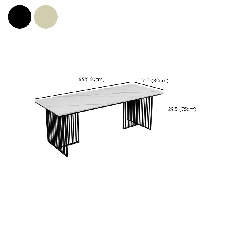 Contemporary Stone Office Desk Rectangular Shape Task Desk with 2 Legs