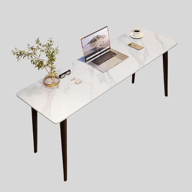 Industrial Style Writing Desk Rectangular Shaped Task Desk in White for Home