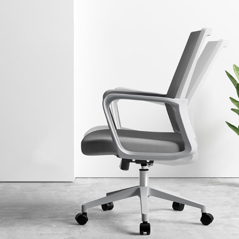 Contemporary Fixed Arms Desk Chair Gray Task Chair for Office