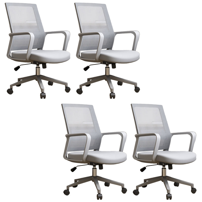 Contemporary Fixed Arms Desk Chair Gray Task Chair for Office