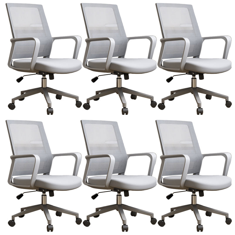 Contemporary Fixed Arms Desk Chair Gray Task Chair for Office