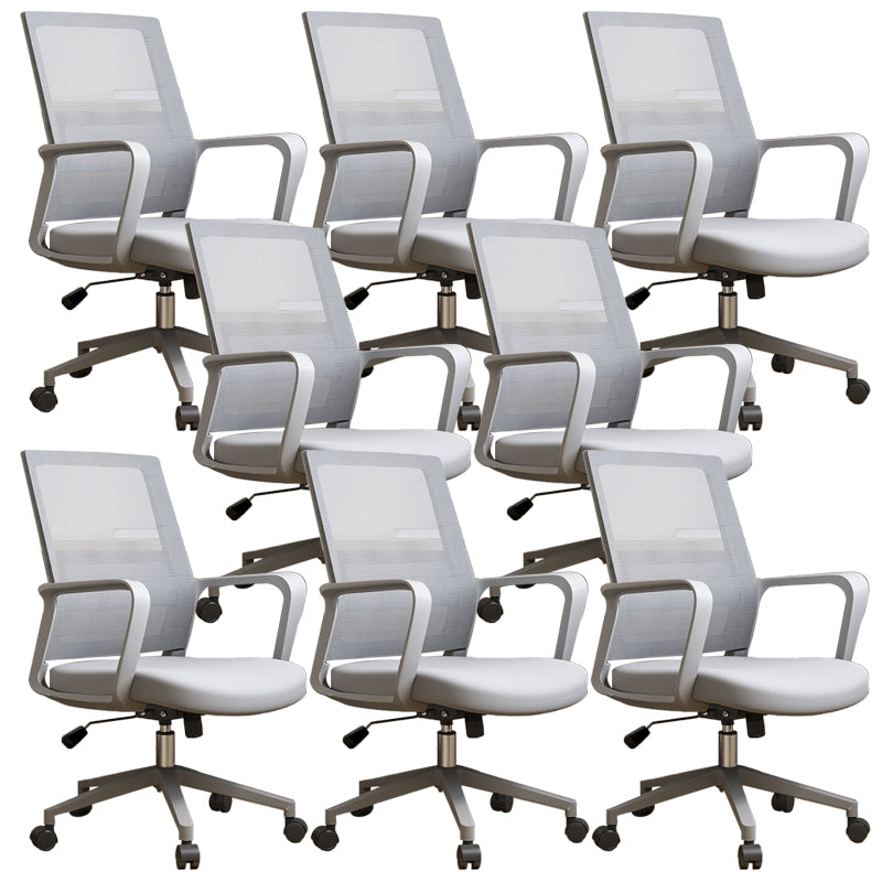 Contemporary Fixed Arms Desk Chair Gray Task Chair for Office