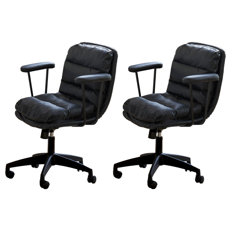 Modern Padded Arms Desk Chair PU Leather Task Chair for Office