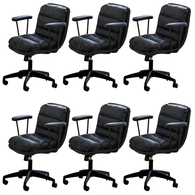 Modern Padded Arms Desk Chair PU Leather Task Chair for Office