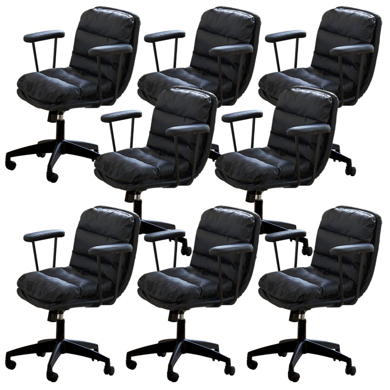 Modern Padded Arms Desk Chair PU Leather Task Chair for Office