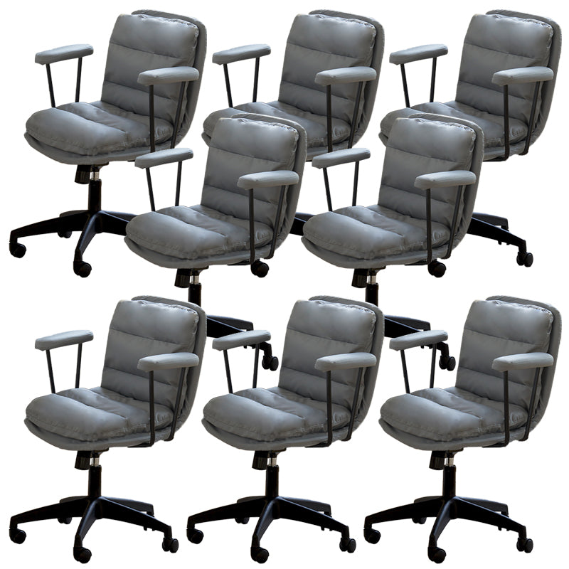 Modern Padded Arms Desk Chair PU Leather Task Chair for Office