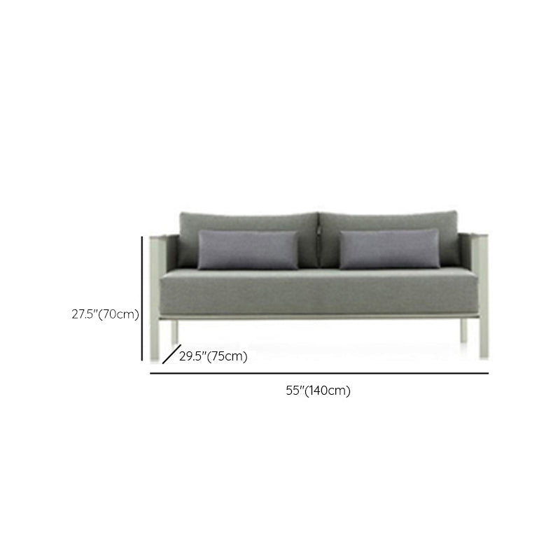 Tropical Outdoor Loveseat Gray Fabric Cushion UV Resistant Water Resistant