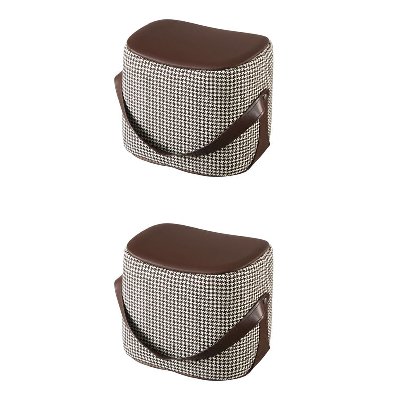 Contemporary Rectangle Shape Ottoman Faux Leather Upholstered Pouf