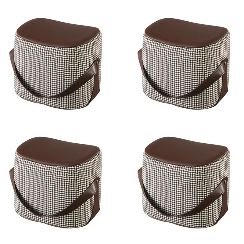 Contemporary Rectangle Shape Ottoman Faux Leather Upholstered Pouf