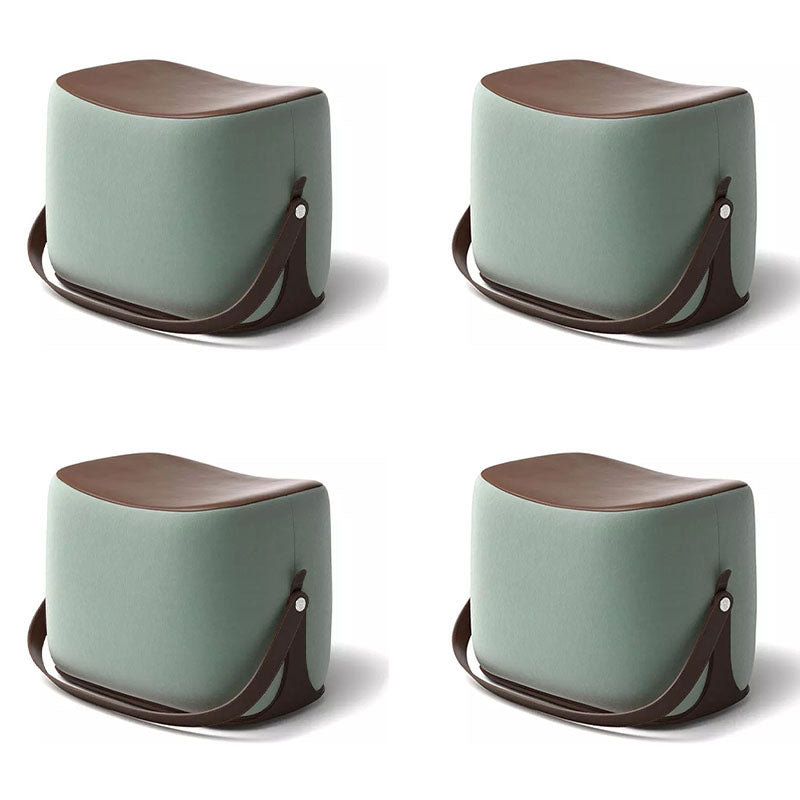 Contemporary Rectangle Shape Ottoman Faux Leather Upholstered Pouf