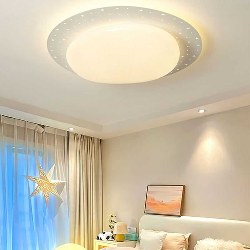 LED Modern Metal Flush Mount Cobblestone Shape Ceiling Lamp with Acrylic Shade for Bedroom