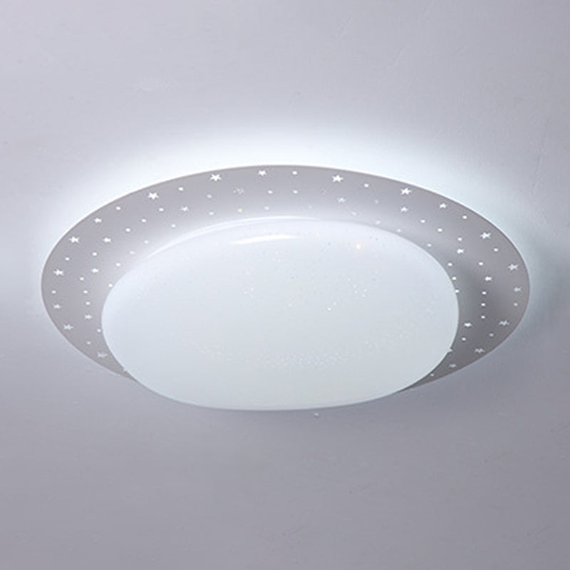 LED Modern Metal Flush Mount Cobblestone Shape Ceiling Lamp with Acrylic Shade for Bedroom