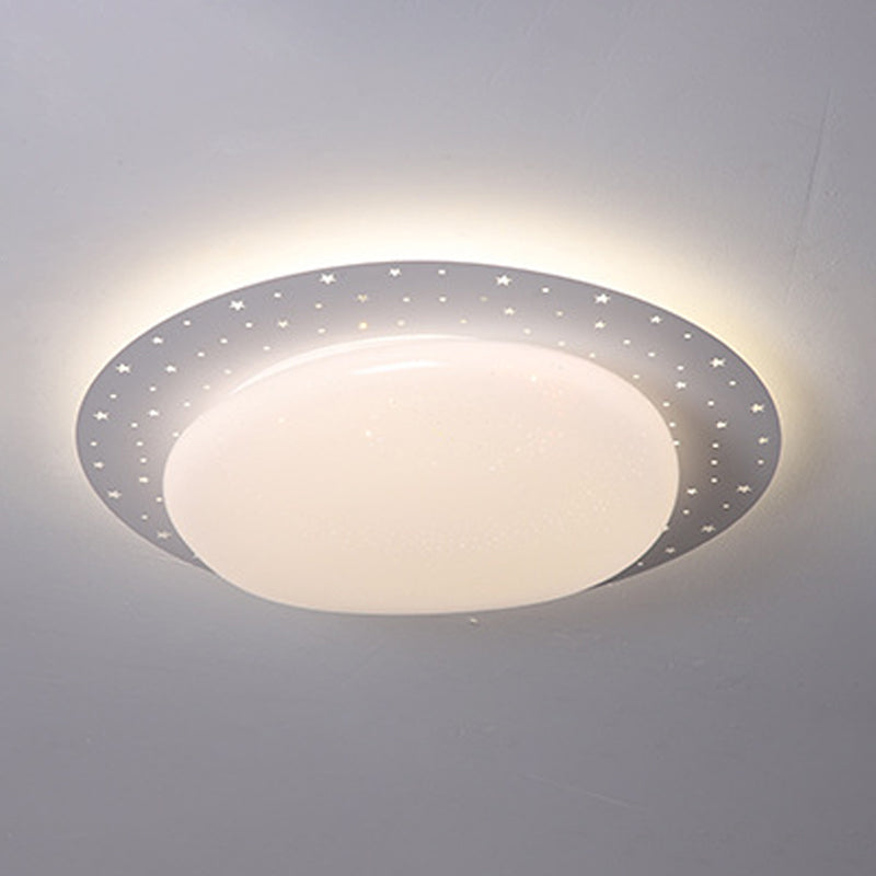 LED Modern Metal Flush Mount Cobblestone Shape Ceiling Lamp with Acrylic Shade for Bedroom