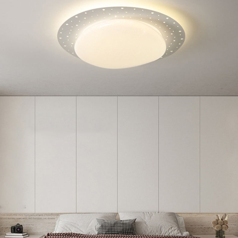 LED Modern Metal Flush Mount Cobblestone Shape Ceiling Lamp with Acrylic Shade for Bedroom