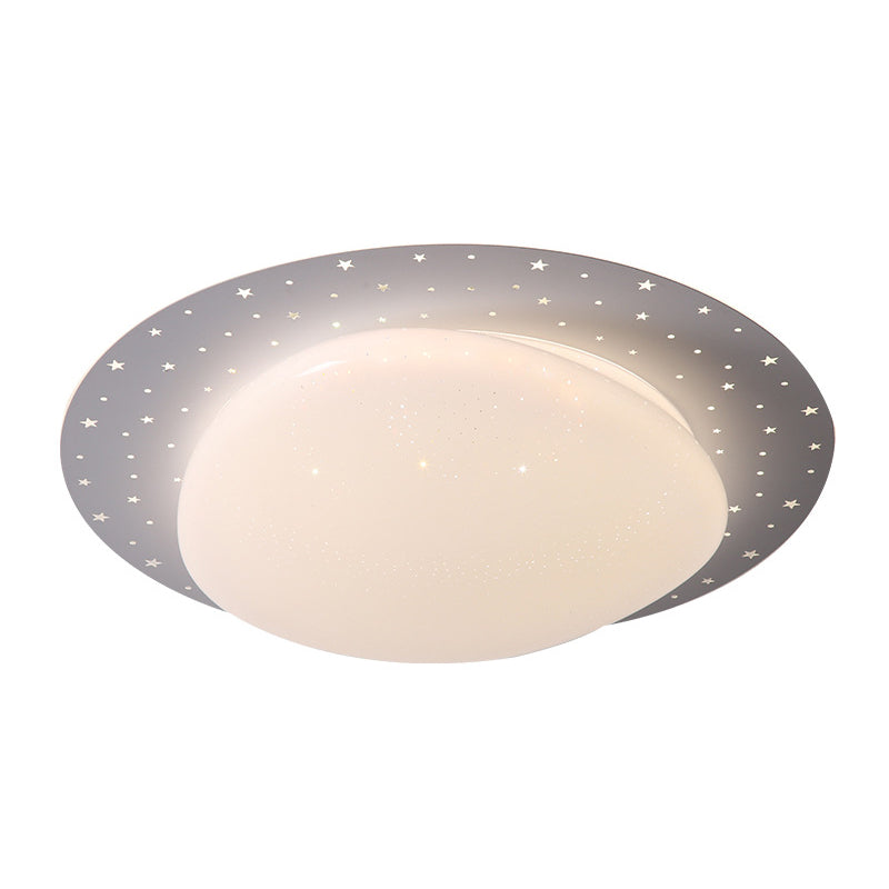 LED Modern Metal Flush Mount Cobblestone Shape Ceiling Lamp with Acrylic Shade for Bedroom