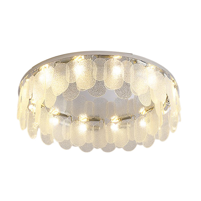 Metal Modern Flush Mount Circle Shape Ceiling Light with Glass Shade for Living Room