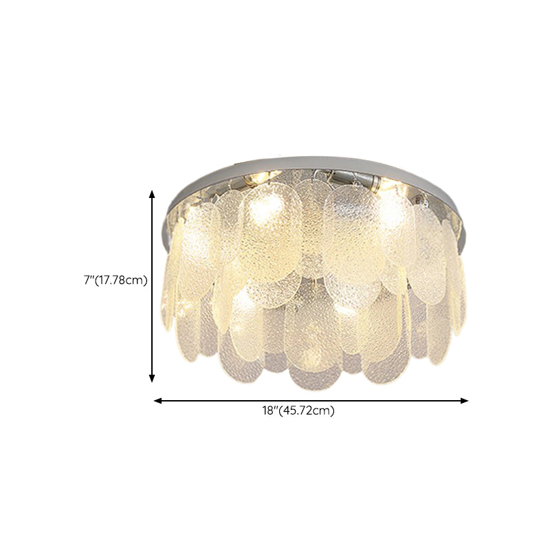 Metal Modern Flush Mount Circle Shape Ceiling Light with Glass Shade for Living Room