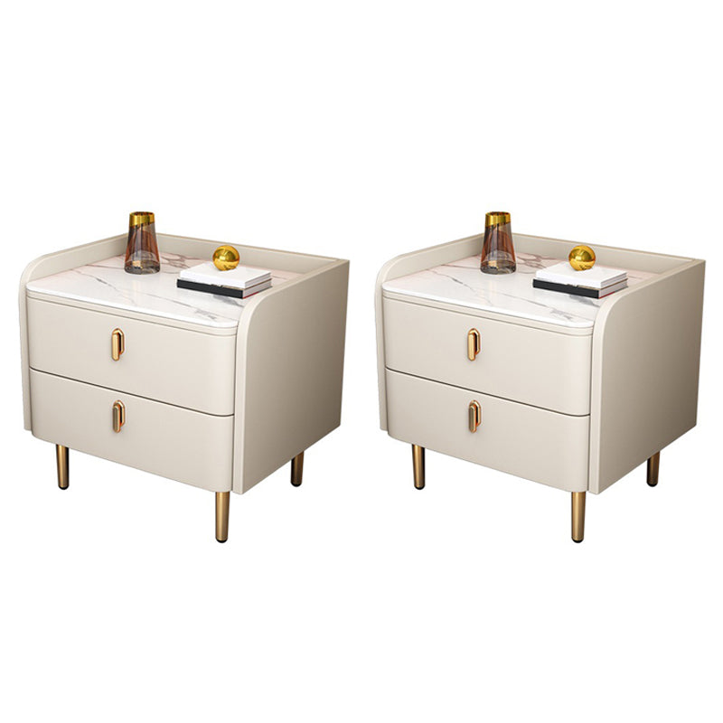 2 Drawers Glam Accent Table Nightstand Antique Finish Night Table