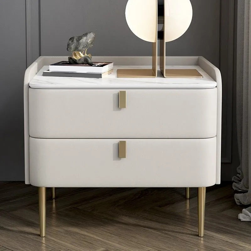 2 Drawers Glam Accent Table Nightstand Antique Finish Nightstand