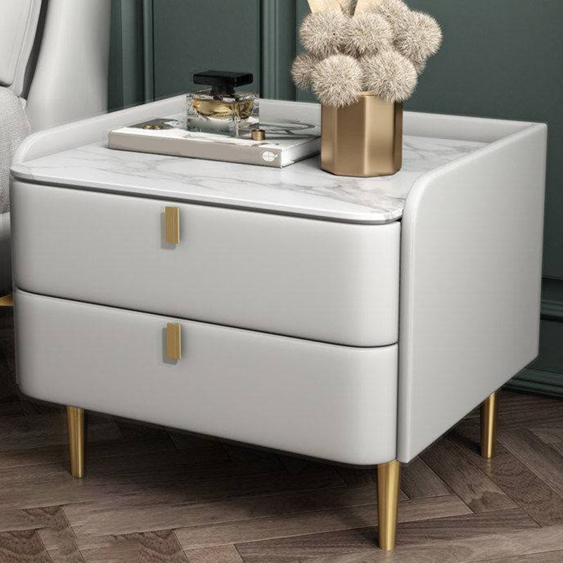 2 Drawers Glam Accent Table Nightstand Antique Finish Nightstand