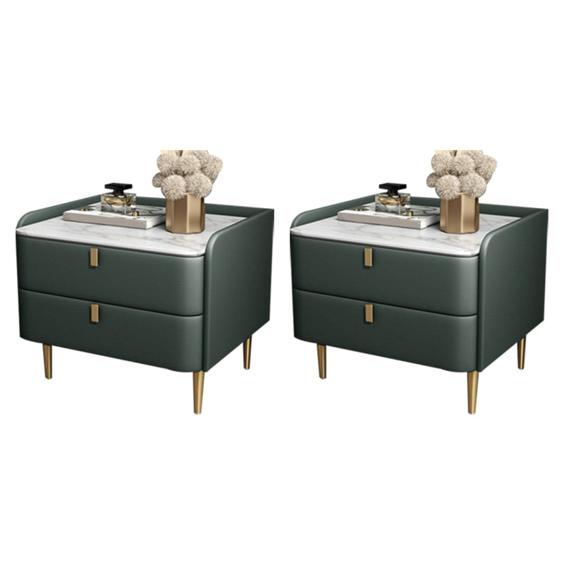 2 Drawers Glam Accent Table Nightstand Antique Finish Nightstand