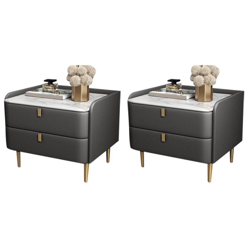 2 Drawers Glam Accent Table Nightstand Antique Finish Nightstand