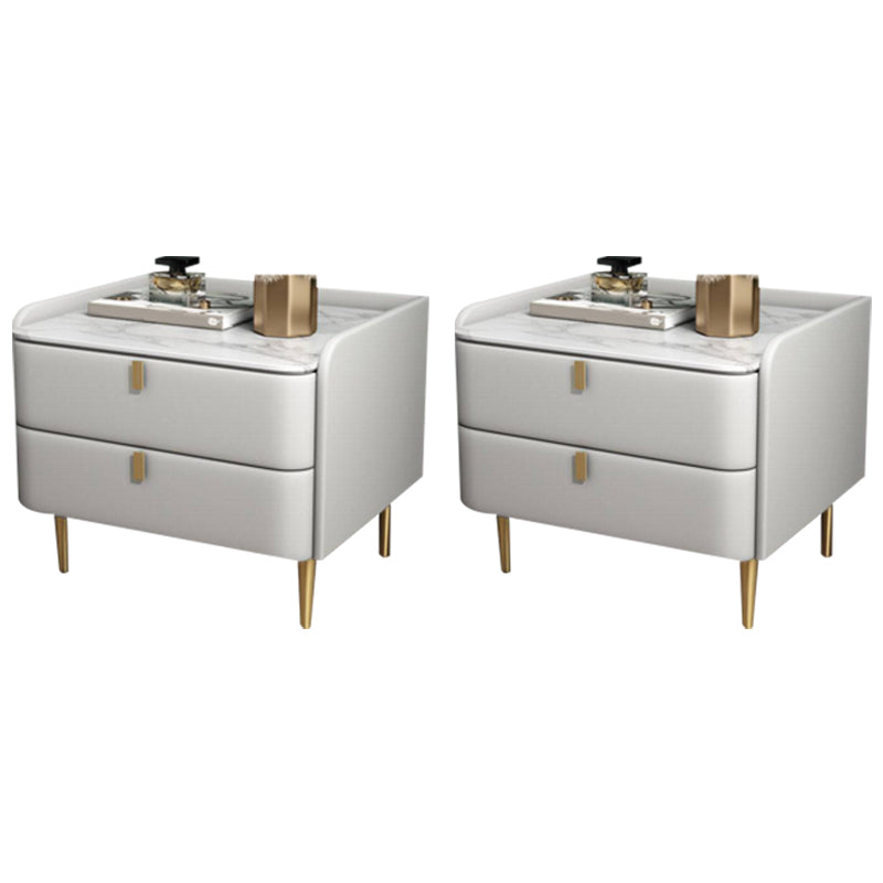 2 Drawers Glam Accent Table Nightstand Antique Finish Nightstand