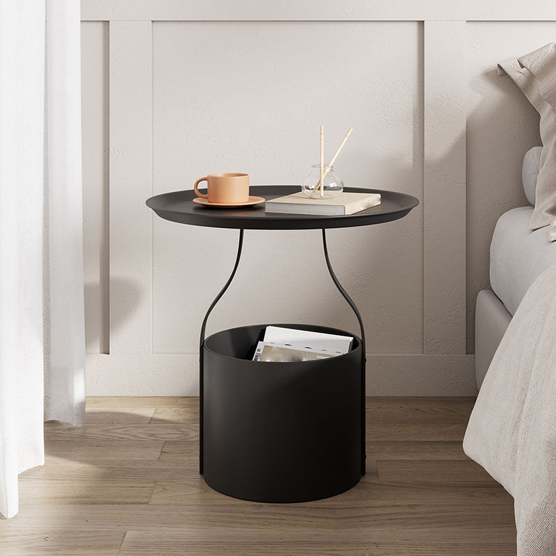 Contemporary Open Storage Bedside Cabinet Metal Accent Table Nightstand for Bedroom