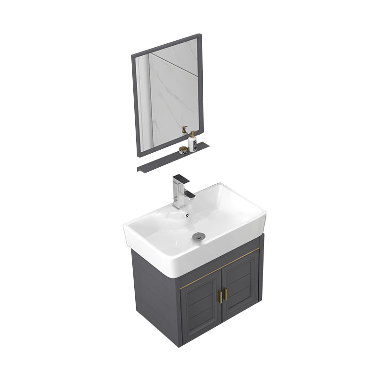 Glam Metal Base Vanity Set Single-Sink Rectangular Wall Mount Vanity Set