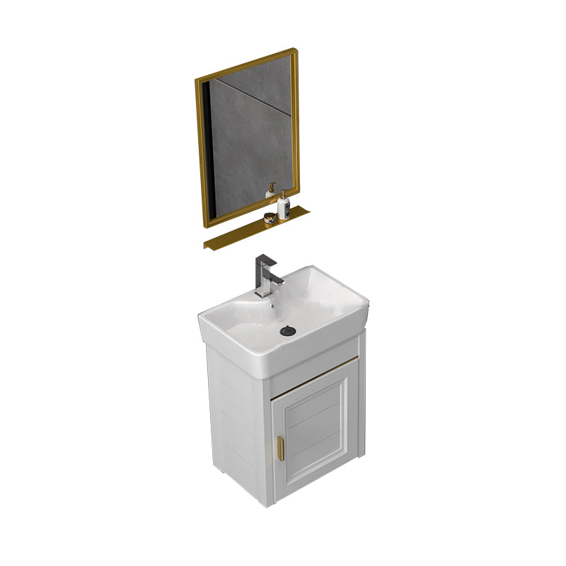 Glam Metal Base Vanity Set Single-Sink Rectangular Wall Mount Vanity Set