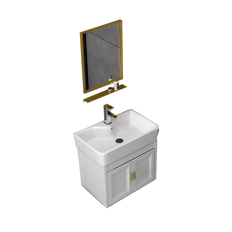 Glam Metal Base Vanity Set Single-Sink Rectangular Wall Mount Vanity Set