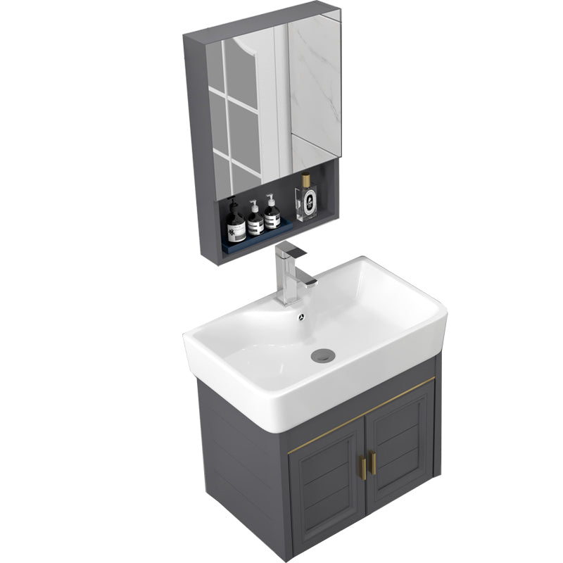 Glam Metal Base Vanity Set Single-Sink Rectangular Wall Mount Vanity Set