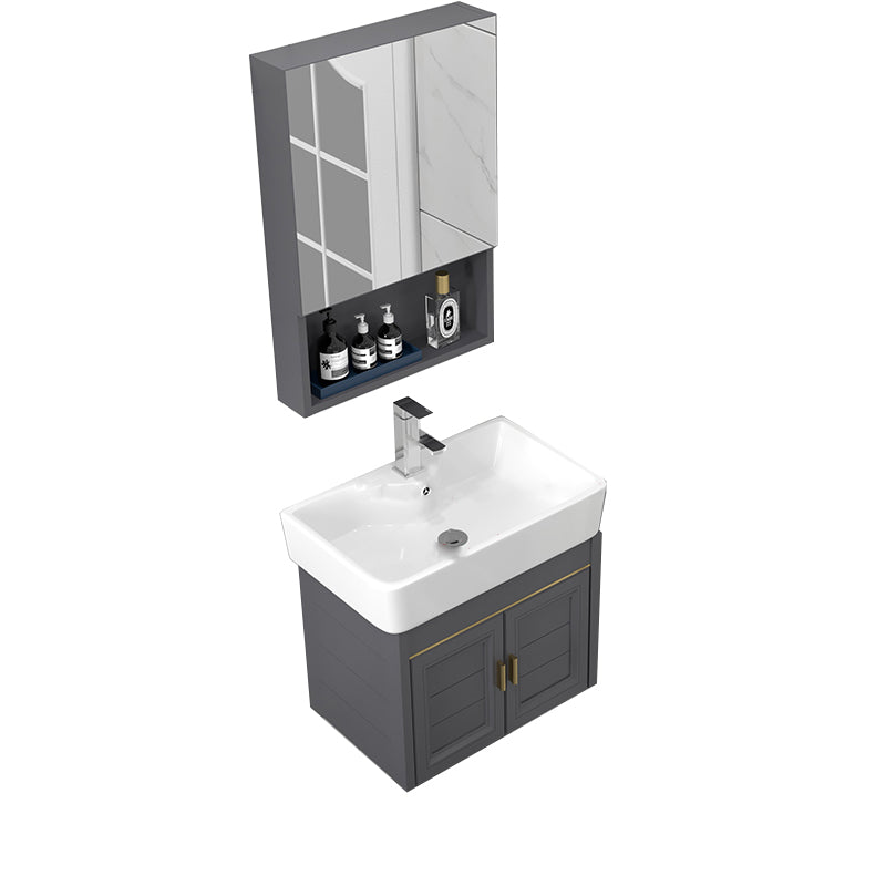 Glam Metal Base Vanity Set Single-Sink Rectangular Wall Mount Vanity Set