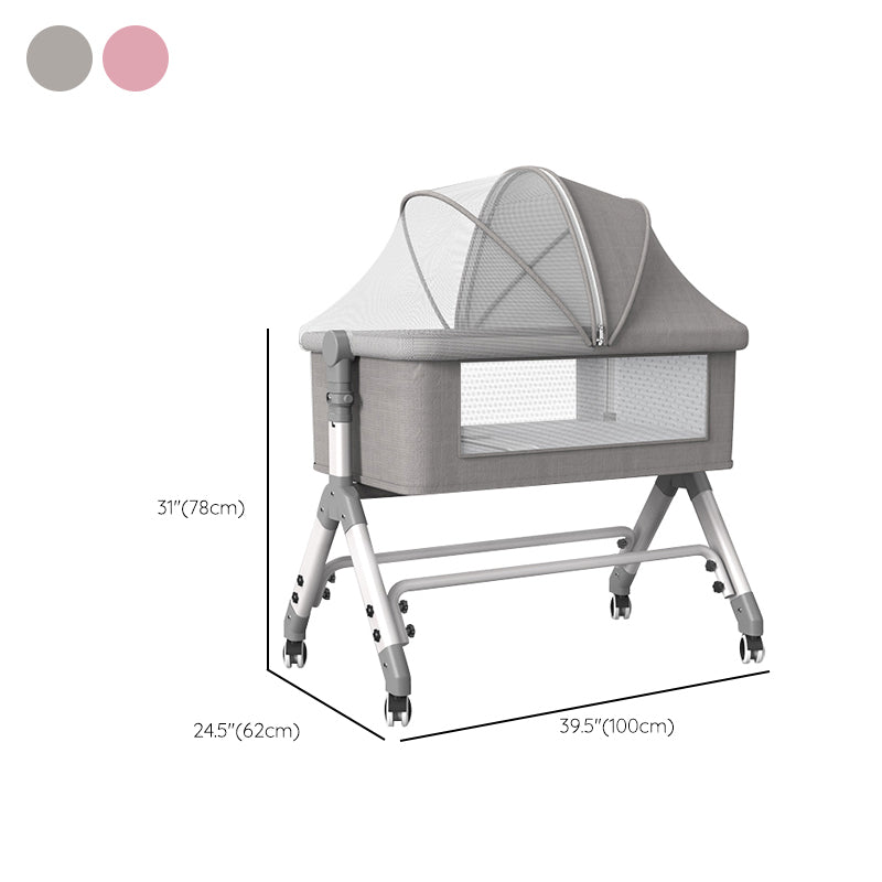 Metal Adjustable Bedside Bassinet Gliding Rectangle Crib Cradle for Toddler